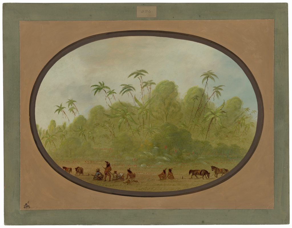 George Catlin'in 1854–1869 tarihli Halting to Make a Sketch adlı yağlıboya çalışması.
